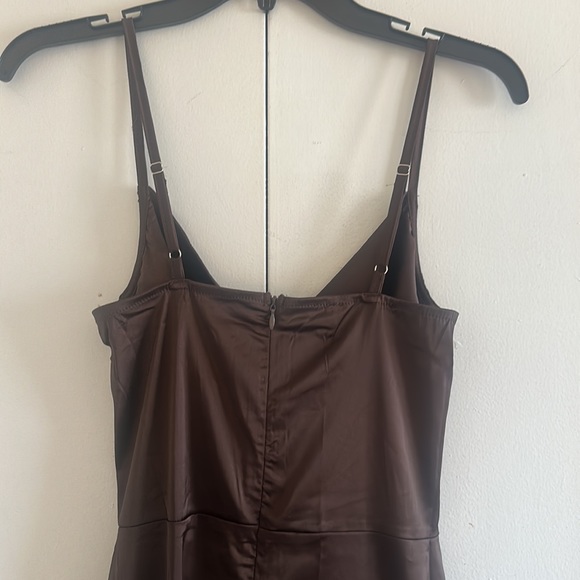 💥LAST ONENWT ASOS Parisian satin cami strap mini dress in chocolate brown - Picture 9 of 17